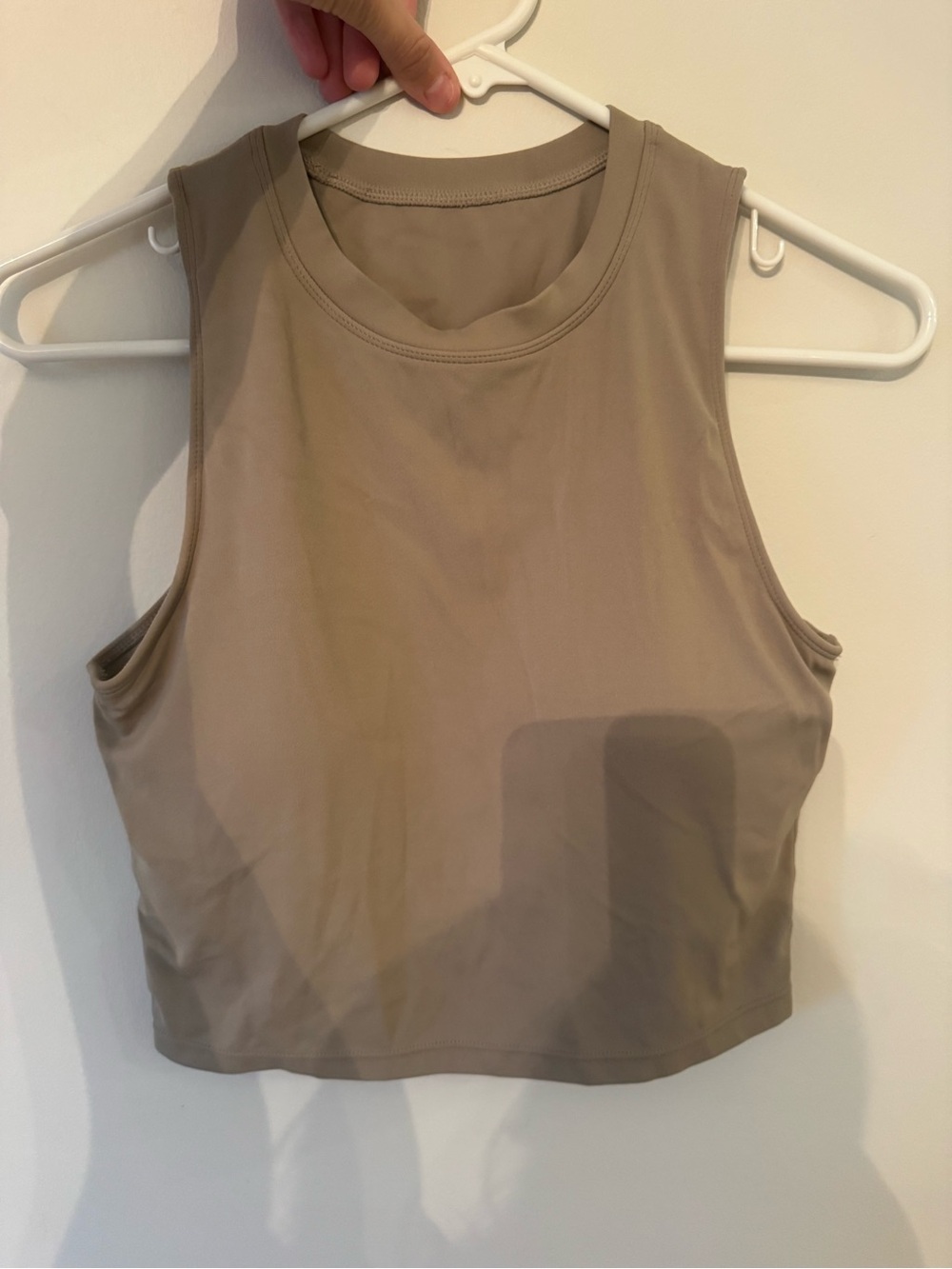 Women’s Cropped Tank Top in Taupe with built in bra